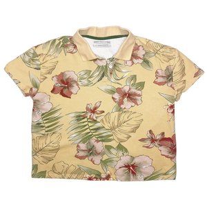 Urban Outfitters Top | Hawaiian Polo Cropped | Yellow & Pink Floral | Size: S-P
